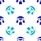 Blue Attraction carousel icon isolated seamless pattern on white background. Amusement park. Childrens entertainment