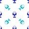 Blue Attraction carousel icon isolated seamless pattern on white background. Amusement park. Childrens entertainment