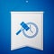 Blue Auction hammer icon isolated on blue background. Gavel - hammer of judge or auctioneer. Bidding process, deal done