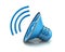 Blue audio speaker volume icon 3d illustration