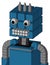 Blue Automaton With Cube Head And Keyboard Mouth And Two Eyes And Three Spiked