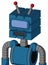 Blue Automaton With Cube Head And Square Mouth And Large Blue Visor Eye And Double Led Antenna