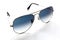 Blue aviator sunglasses on white