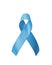 Blue awareness ribbon for prostate cancer, men health and diabetes in November with light blue bow color on isolated
