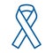 Blue awareness ribbon. Vector thin line icon illustration. Symbol for awareness of different male diseases like prostate cancer