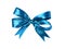 Blue (azure) fabric ribbon and bow isolated on a white background