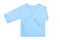 Blue baby boy baby`s loose jacket with long sleeve isolated on a white background.