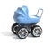Blue baby carriage with sport car wheels