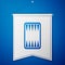 Blue Backgammon board icon isolated on blue background. White pennant template. Vector