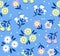 blue background with multicolour flower pattern floral design