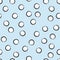 Blue background pastel white circles with black stroke. gentle baby colors. mock wrapping paper decor