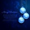 Blue background with shiny hanging christmas balls