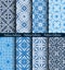 Blue Backgrounds Floral Forged Patterns Set