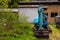 Blue backhoe in Shirakawa-go