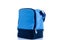 Blue bag. Camping freezer, cooler box for cold lunch food isolated on white background. Blue bag for travel, picnic.