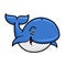 Blue baleen whale cartoon character