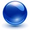Blue ball 3d icon, shiny and glossy crystal sphere