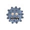 Blue Ball With Pimples Aggressive Malignant Bacteria Monster With Sharp Teeth Cartoon Vector Illustration