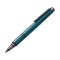 Blue ballpoint pen creates sharp signature on paper