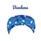 Blue bandana with print. Casual summer headdress