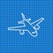 Blue banner with airplane icon