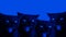 Blue banner with hissing screaming cats. Copy space.