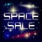 Blue banner for space sale.