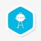 Blue Barbecue grill sticker icon isolated. BBQ grill party