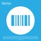 Blue Barcode icon isolated on blue background. White circle button. Vector Illustration