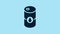 Blue Barrel oil icon isolated on blue background. 4K Video motion graphic animation