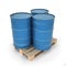 Blue barrels on a pallet
