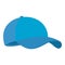 Blue baseball cap icon, flat style.