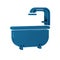 Blue Bathtub icon isolated on transparent background.