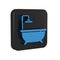 Blue Bathtub icon isolated on transparent background. Black square button.