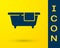 Blue Bathtub icon isolated on yellow background. Vector