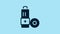 Blue Battery icon isolated on blue background. Lightning bolt symbol. 4K Video motion graphic animation
