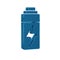 Blue Battery icon isolated on transparent background. Lightning bolt symbol.