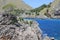 Blue bay of the Mediterranean Sea at Cala Sa Calobra, Mallorca, Spain