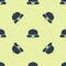 Blue Beanie hat icon isolated seamless pattern on yellow background. Vector Illustration
