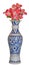 Blue beautiful antique flower vase pink flower HDR