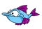 Blue beautiful fish fins animal illustration cartoon character isolated
