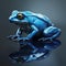 Blue Beautiful Frog on a Mirrored Background