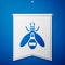 Blue Bee icon isolated on blue background. Sweet natural food. Honeybee or apis with wings symbol. Flying insect. White