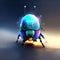 Blue beetle on a dark background. 3d rendering, 3d illustration. AI Generated