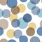 Blue and beige abstract simple striped circles geometric seamless pattern, vector