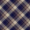 Blue and beige argyle tartan plaid. Scottish pattern fabric swatch close-up.