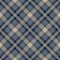 Blue and beige argyle tartan plaid. Scottish pattern fabric swatch close-up.