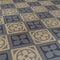 Blue and beige floor tiles