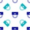 Blue Bellboy hat icon isolated seamless pattern on white background. Hotel resort service symbol. Vector