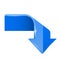Blue bent arrow. Down 3d symbol